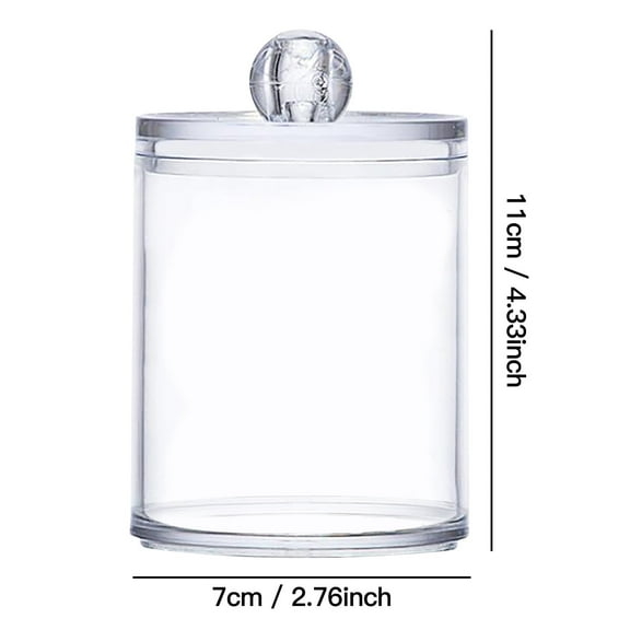 NSESSHome Clearance Transparent Plastic Jar, Cosmetic Cotton Ball Cotton Swab Storage Jar