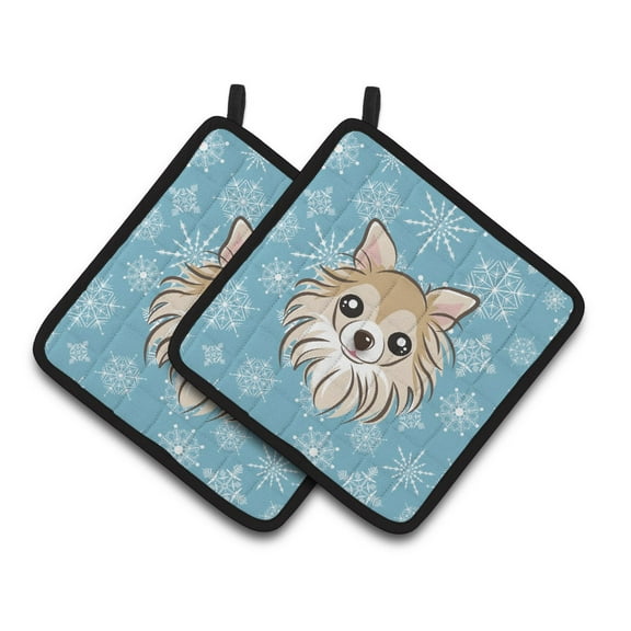 Carolines Treasures BB1685PTHD Snowflake Chihuahua Pair of Pot Holders , 7.5HX7.5W, multicolor