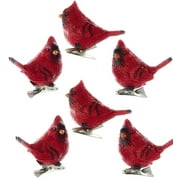 The Bridge Collection 2" Cardinal Ornaments Set of 6 - Resign - Clip-On