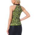 thumbnail image 3 of INSPIRAR CHIC Top de Mujer con Cuello Halter Sin Mangas Ajustado y Elástico para Fiesta Top Arrugado M Verde-Serpiente, 3 of 5