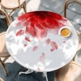 thumbnail image 2 of Modern Red Round Tablecloth, Fitted Table Cover with Elastic for 45"-54" Round Tables, Gradient Floral Abstract Bohemian White Table Cloth Outdoor Indoor Dinning Party Waterproof Tablecloths, 2 of 7