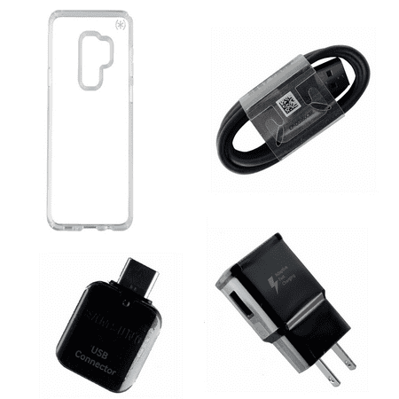 OEM Adapter + Charger KIT w/ NEW Speck Presidio Clear Case for Galaxy S9+