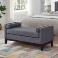 thumbnail image 3 of S-HOME Large Upholstered Boucle Fabric Ottoman with Pillows, Window Bench for Living Room, Home Entryway Seating, Dark Gray, 3 of 7
