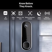Arlo Video Doorbell 2K (2nd Gen) - 2K Battery/Wired Doorbell & Security Camera, Google Home & Alexa Compatible
