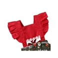 thumbnail image 3 of Kmbangi Baby Girls Christmas Romper, Cartoon Printed Splicing Frilly Jumpsuit, 3 of 7