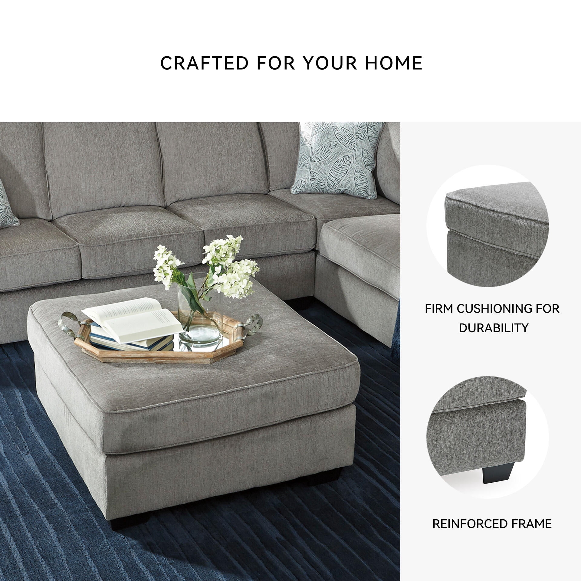Signature Design by Ashley Contemporary Altari Oversized Accent Ottoman Chenille Alloy