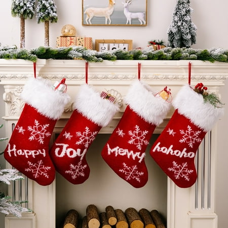 

Xmas Stocking Pendant Super Soft Wear Resistant Snowflake Pattern Large Capacity Cloth New Year Christmas Stocking Gift