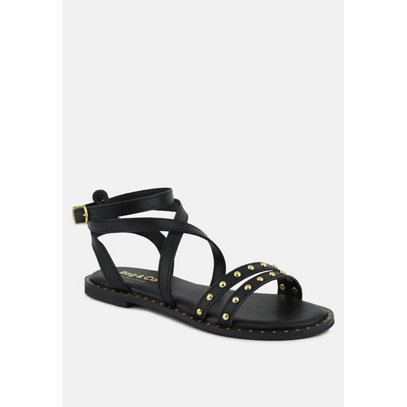 CORRIANE Studs Embellishment Black Strappy Sandals