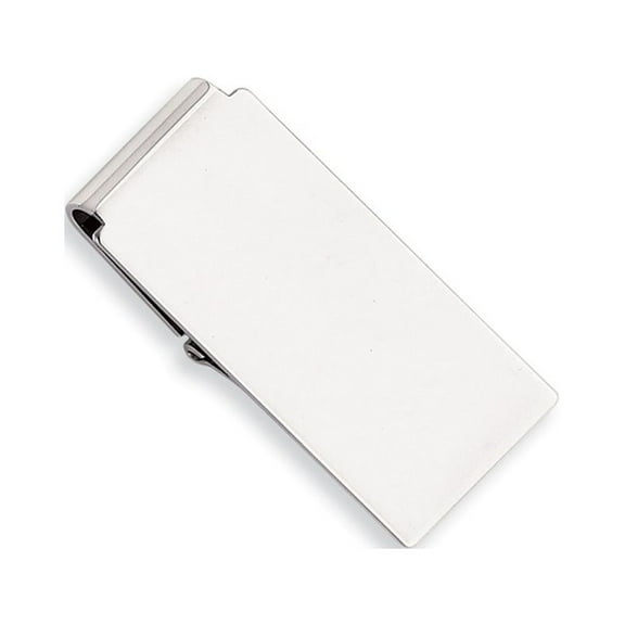 Solid Engravable (front only) Silver Plated and Rhodium Polished Hinged Money Clip Measures 52x23mm Wide Jewelry for Men