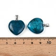 thumbnail image 3 of 10pcs Natural Dragon Veins Agate Pendants with Stainless Steel Snap On Bails Heart Stainless Steel color Prussian Blue 22~23x19~20x5~6mm Hole: 3x5mm, 3 of 3