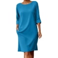 thumbnail image 2 of TAGOLD Womens Sleeveless Round-Neck Dress Linen Fabric Solid Color Loose Dress Summer Daily Apparel, 2 of 5