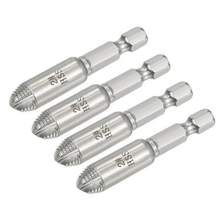 

Uxcell #2 1/4 Hex Shank Chrome Plated High Speed Steel Damaged Screw Extractor 4 Pack