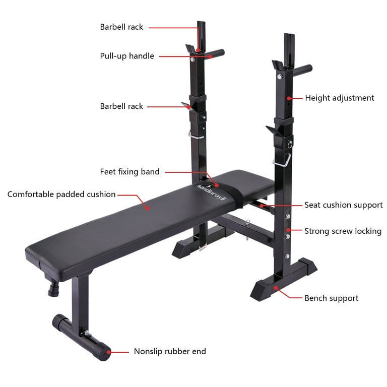 Jaxpety Weight Lifting Folding Bench with Rack Home Gym Workout