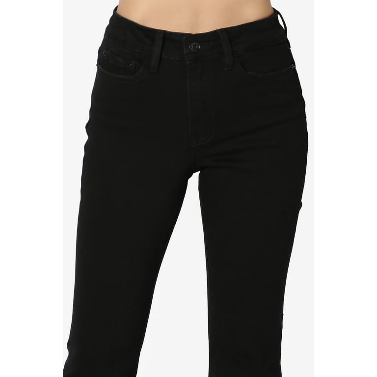 TheMogan Women's TALL High Rise Waist Super Flare Leg Jeans Black Bell  Bottom Denim Pants 