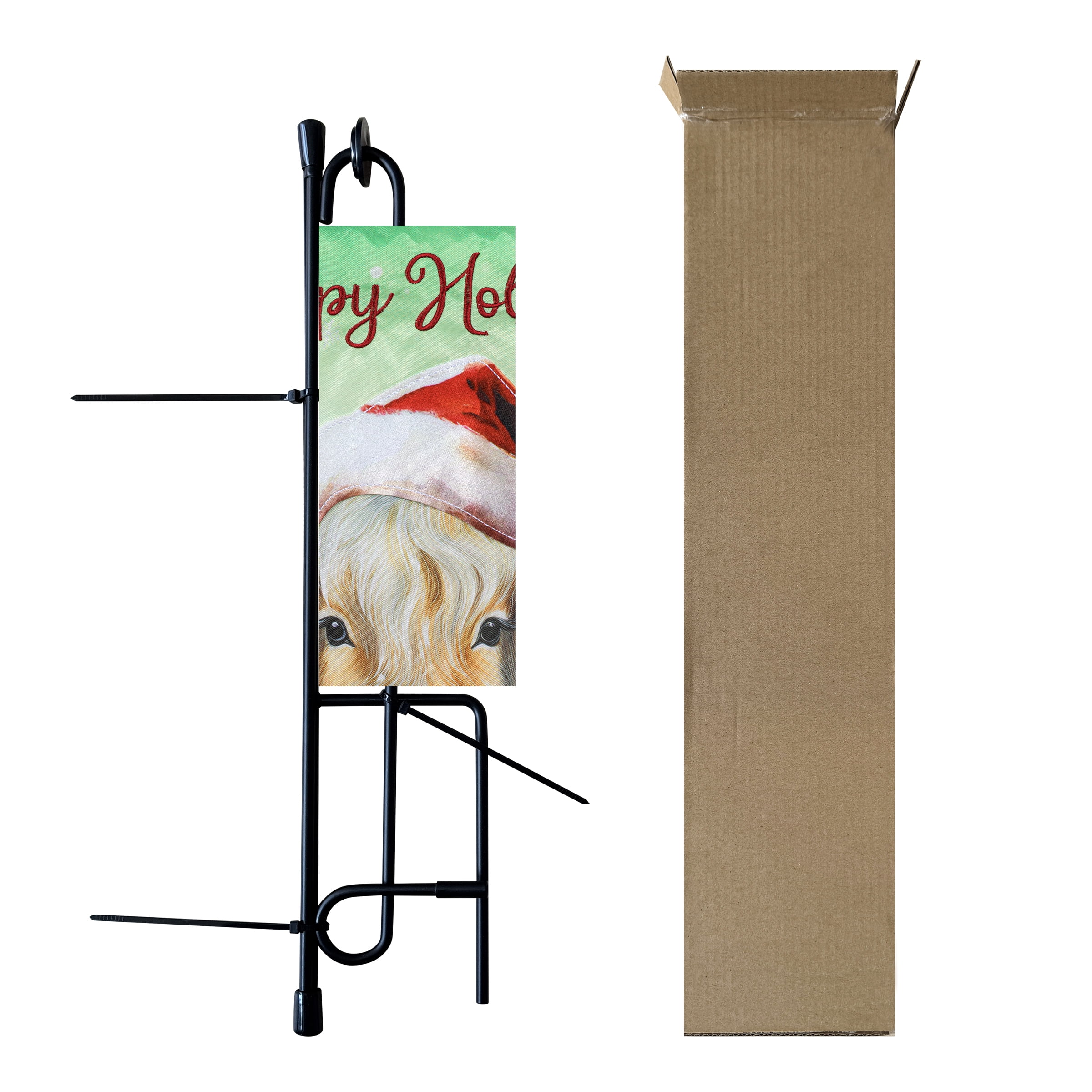Meadow Creek Holiday 11.5" x 18" Cow and Bird Outdoor Yard Flag with Stand