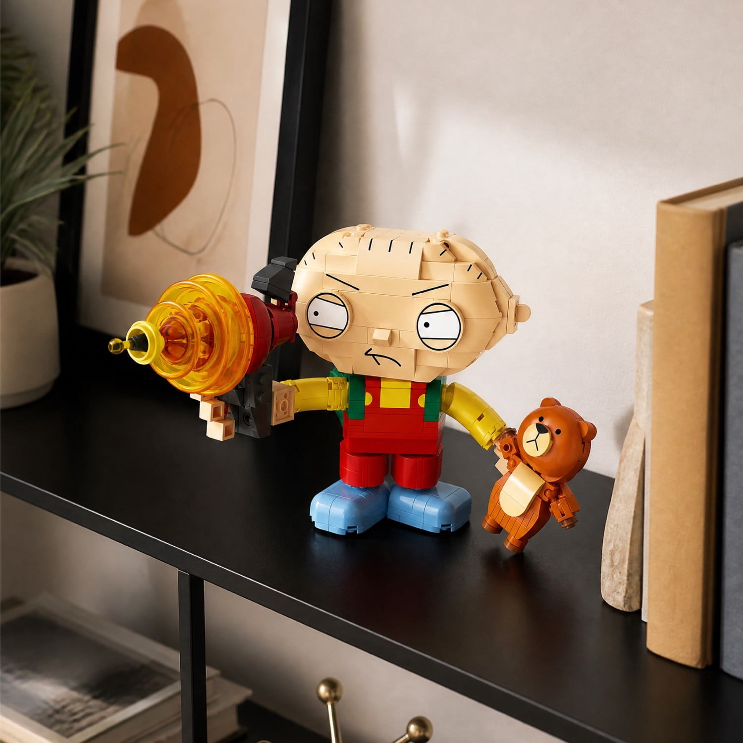 Brickcraft Family Guy Stewie Building Kit with Light-Up Laser Blaster, Indoor Play