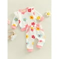 thumbnail image 3 of Bagilaanoe 2Pcs Newborn Baby Girl Long Pants Set Flower Print Long Sleeve Ruffle Sweatshirt Pullover Tops+ Trousers 6M 12M 18M 24M Infant Fall Casual Sweatsuit, 3 of 9