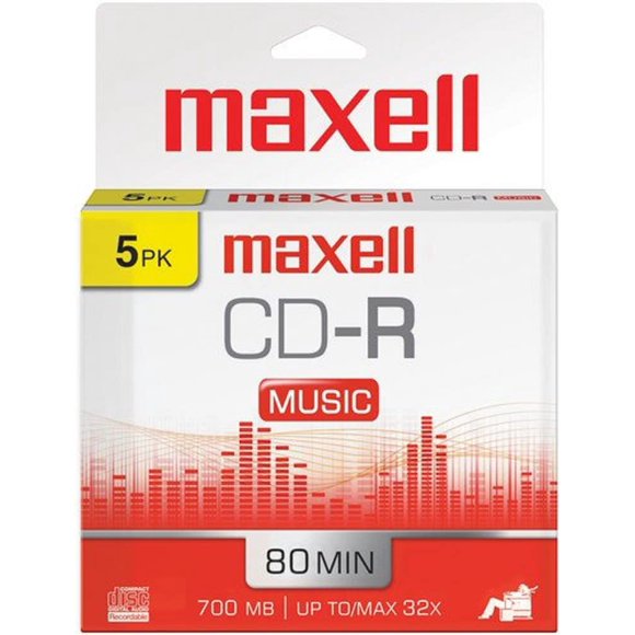 Maxell 80 Min Recrdbl C Dpara excavación. Paquete de 5 audios