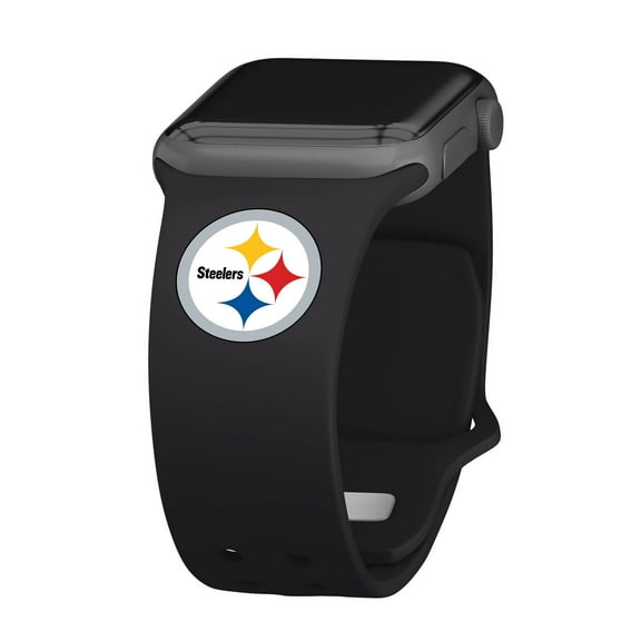 Black Pittsburgh Steelers Logo Silicone Apple Watch Band