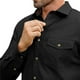 thumbnail image 3 of Blusa y camisa de manga larga con cuello vuelto para hombre, informal, lisa, con botones y bolsillo, de poliéster, 3 of 4