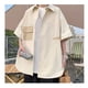 thumbnail image 3 of Camisa con frente abierto para hombre, camisa holgada ajustada con bolsillo con solapa frontal y bloque de Color de un solo pecho para verano, 3 of 8