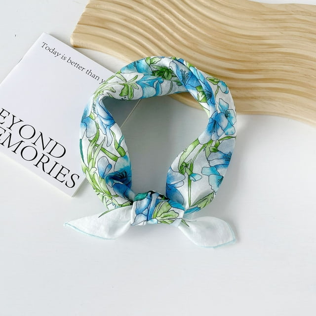 Nvzi Elegante bufanda cuadrada pequeña, nueva diadema de primavera, bufanda de algodón y cáñamo estampada versátil, 1 pieza (blanca)