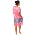 thumbnail image 4 of Women's Floral Printed Short-Sleeve Lounger Nightgown Sleepwear, 1X Pink, 4 of 5