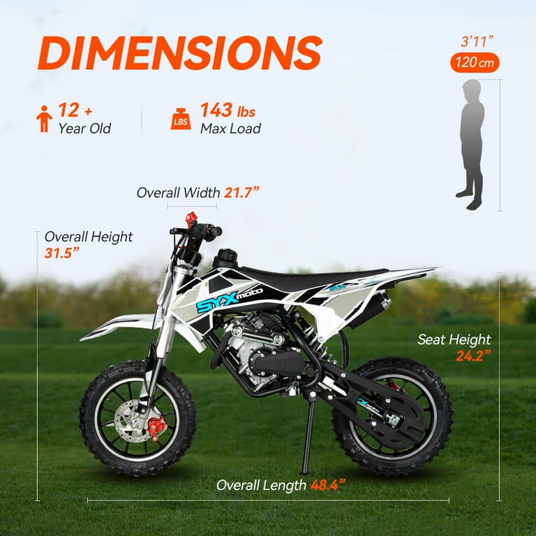 SYX MOTO VK Gas 58cc Dirt Bike, 91# Fuel, 1 Seat, Black - Walmart.com