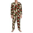 thumbnail image 3 of Naloa Red Fruit Men’s Pajamas Set - Long Sleeve Button Down Sleep Shirt and Pajama Bottoms Sleepwear Set-Large, 3 of 7