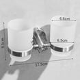 thumbnail image 2 of Vaso de vidrio doble para cepillo de dientes con soporte, portavasos de enjuague bucal para baño y baño, de acero inoxidable 304 cromado, 2 of 5