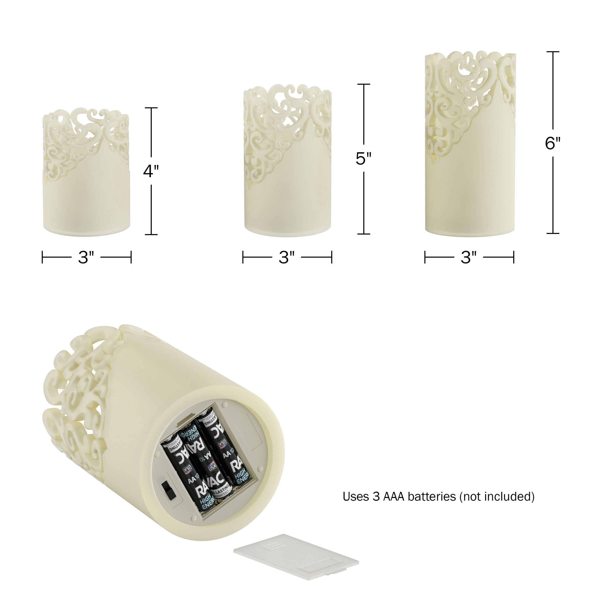 LED Candles with Remote Control – Set of 6 Realistic Flameless Pillar Lights with Lace Details and Vanilla Scented Wax – Home DÃ©cor by Lavish Home