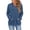 Blue, variant on Nowekniz Women Henley Neck Hoodie Pullover Sweater, Long Sleeve Loose Zip Up Casual Sweatshirt with Drawstring Hood, Three Decorative Buttons and Kangaroo Pocket