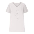 thumbnail image 3 of WREESH Women's Cotton Linen V-Neck T-Shirt Casual Short Sleeve Graphic Tee with Batwing Sleeves White, 3 of 5