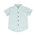 thumbnail image 2 of UACY Toddler Boys Button Down Short Sleeve Dress Shirt Kids Stripe Casual Tops Beach Summer Shirt with Pocket, 2 of 5
