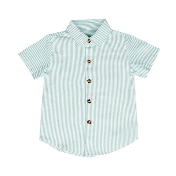 YunPes Boys Girls Button down Shirts Kids Classic Striped Top Casual Formal School 𝐔niform Dress Shirt Loose Beach Vacation Tops
