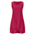 thumbnail image 4 of THDHVS Summer Dresses for Women 2025,Plus Size Dresses,Women's Casual Solid Color Round Neck Short-Sleeve Casual Dress Hot Pink 2XL, 4 of 7