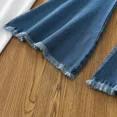 thumbnail image 4 of PatPat Girls Jeans Ripped Raw Hem Cotton Flare Pants Sizes 5-13, 4 of 6