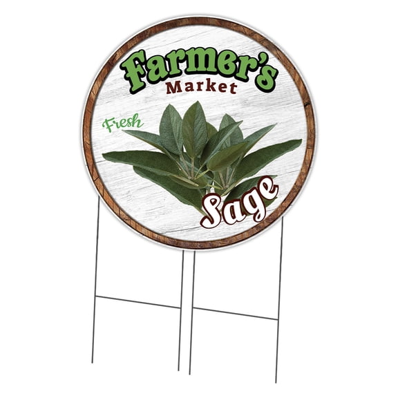 SignMission C-36-CIR-WS-Sage 36 in. Corrugated Circular Plastic Sign with Stakes - Farmers Market Sage