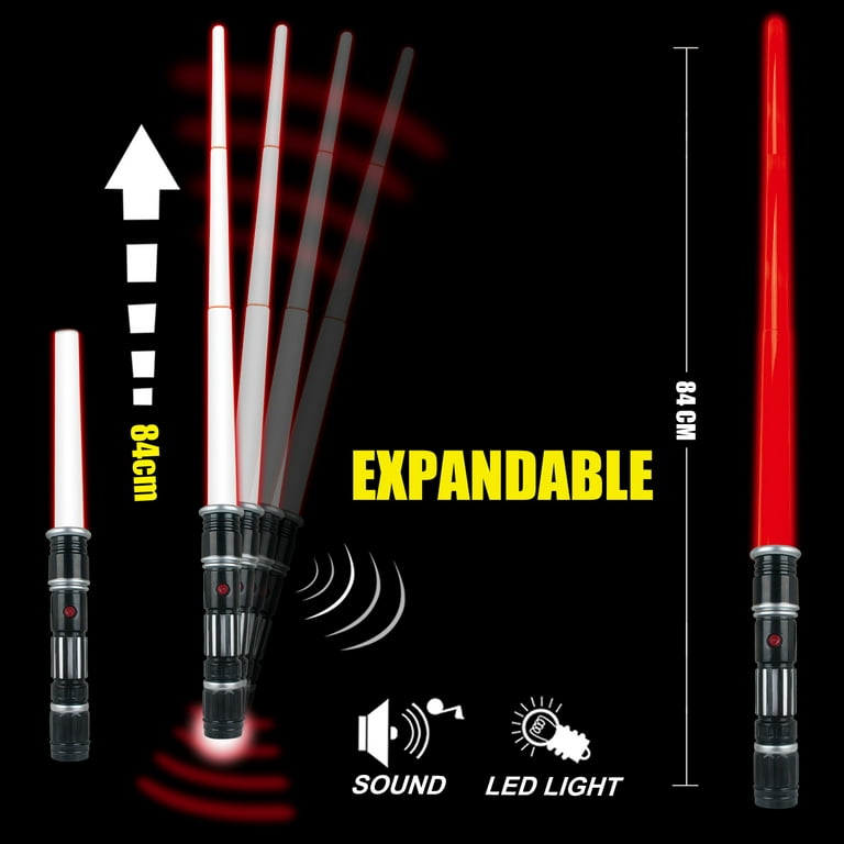 TOY Life Light Up Saber - 3 Pack Lightup Sabers, Extendable & Collapsable  Light up Saber Sword, Saber Toy Set with Motion Sensitive FX Sound, Galaxy