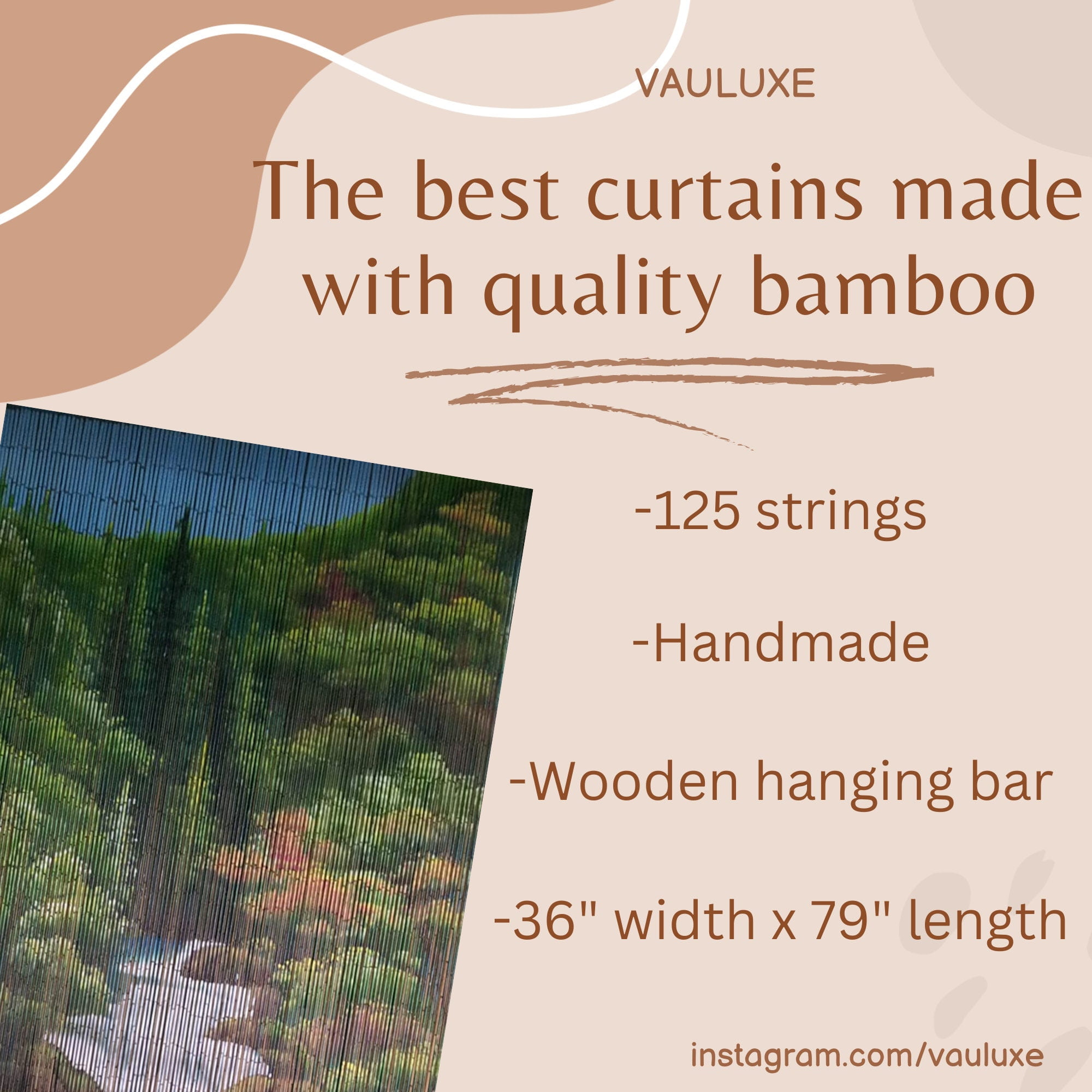 Vauluxe Beaded Curtains, Modern, Green Mountain Stream, 36 x 79 Inches, 4000 Beads 125 Strands