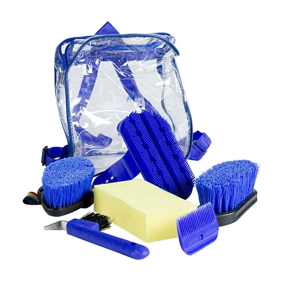 Horze Backpack Easy-Carry Horse Grooming Set with Six Soft Grip Grooming Tools