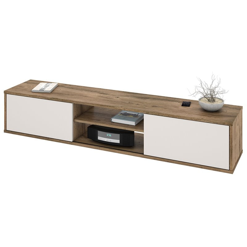 Bestar Fom 71 TV Stand in Rustic Brown and Sandstone