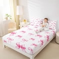 thumbnail image 4 of Feelyou Cartoon Pink Bow Bed Sheets, Fairy Princess Style Ribbon King Sheets, 4pcs, 4 of 7