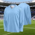 thumbnail image 2 of MGDXOX Kids Long Sleeve V Neck Athletic Shirt Breathable Quick Dry Fabric Spring Summer Sports Training Team Uniform Casual Wear Light Blue 8-9Years, 2 of 8