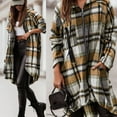 thumbnail image 2 of Plaid Trench Coat Womens Windbreaker Jacket Printed Shirt Zipper Irregular Jacket, 2 of 9
