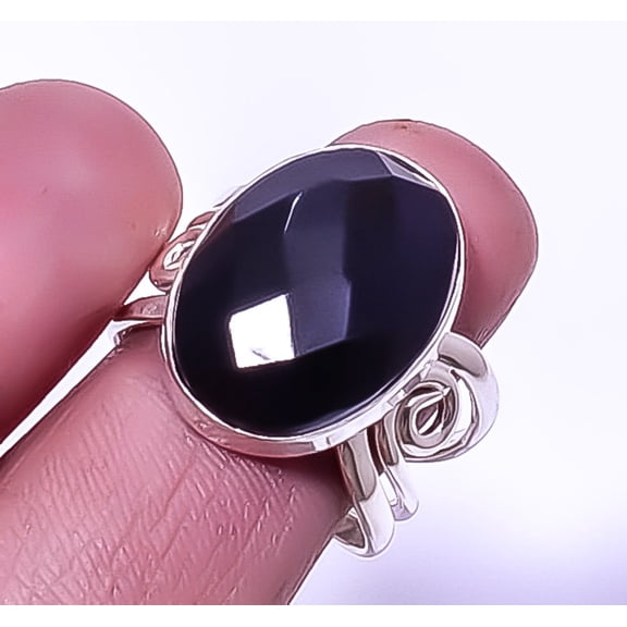 Black Onyx 925 Sterling Silver Handmade Ring s.9 R1142-69 A350, Christmas Gift, Gemstone Silver Jewelry, Onyx Ring, New Year Sale