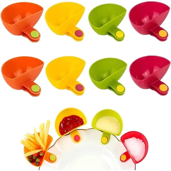 Dip Clips for Plates, 8-Pack Attachable Sauce Condiment Cups – Plate Dip Clip Bowls for Appetizers, Party Platters and Dipping Sauces