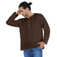 thumbnail image 4 of Atasi Indian KurtaForMen Full Sleeve Shirts Solid Round Neck Ethnic Tee Shirt, 4 of 7