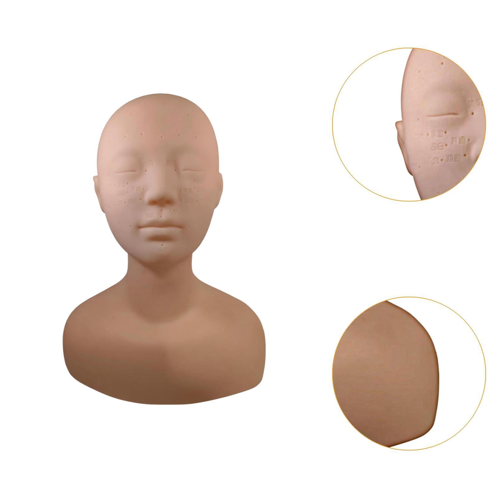 Serenable Training Mannequin Head Silicone Face Model Spa Massage Practice Tool Lifelike Features Suitable for Massage Learning Beauty Training Eyelash Practice Normal