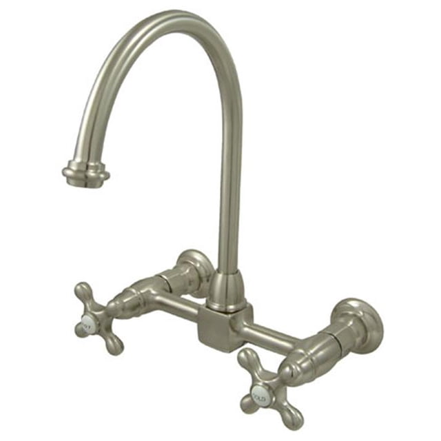 Kingston Brass KS1298AX 8 Inch Center Wall Mount Kitchen Faucet - Satin Nickel